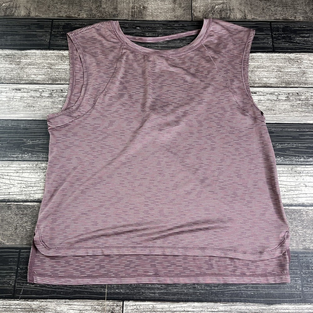 Champion Active Short Sleeve Shirt Womens Size XS Purple Stripe Open Back